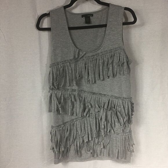 Rain X Large gray fringe ruffle tank top - Picture 1 of 5